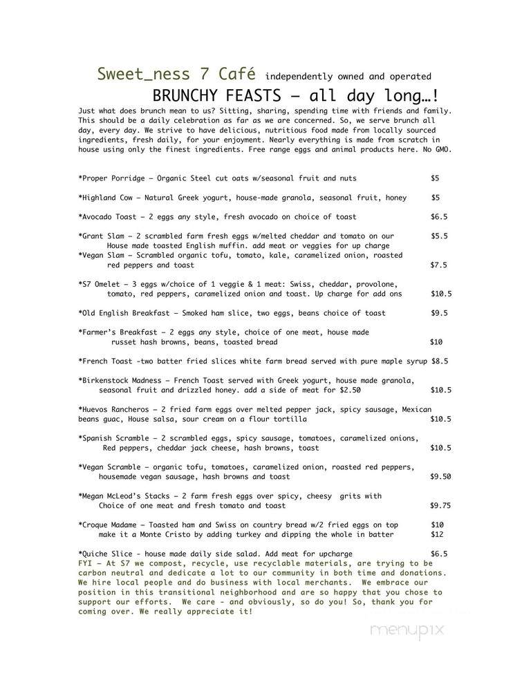 Sweet_ness 7 Cafe - Buffalo, NY menu_pic