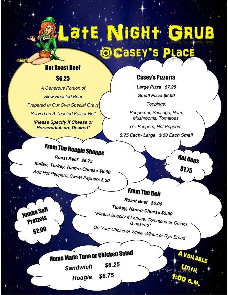 Casey's Tavern - Quakertown, PA menu_pic