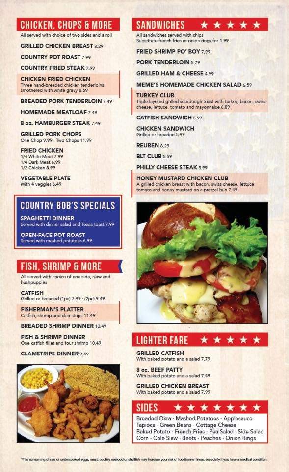 Country Bob's Cafe - Saint James, MO menu_pic