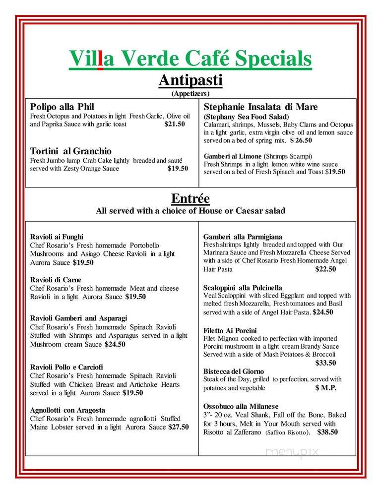 Villa VerdeCafe - Spring Hill, FL menu_pic
