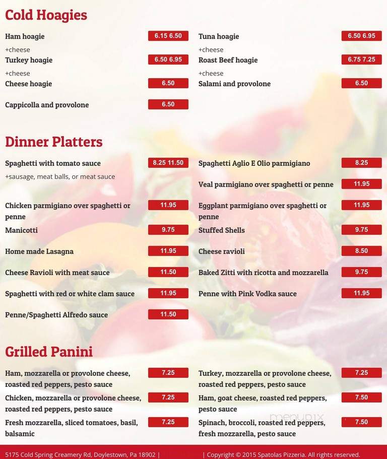 Spatola's Pizza - Doylestown, PA menu_pic