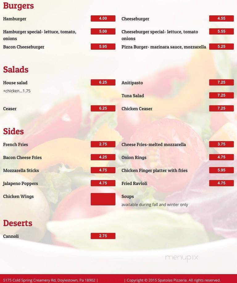 Spatola's Pizza - Doylestown, PA menu_pic