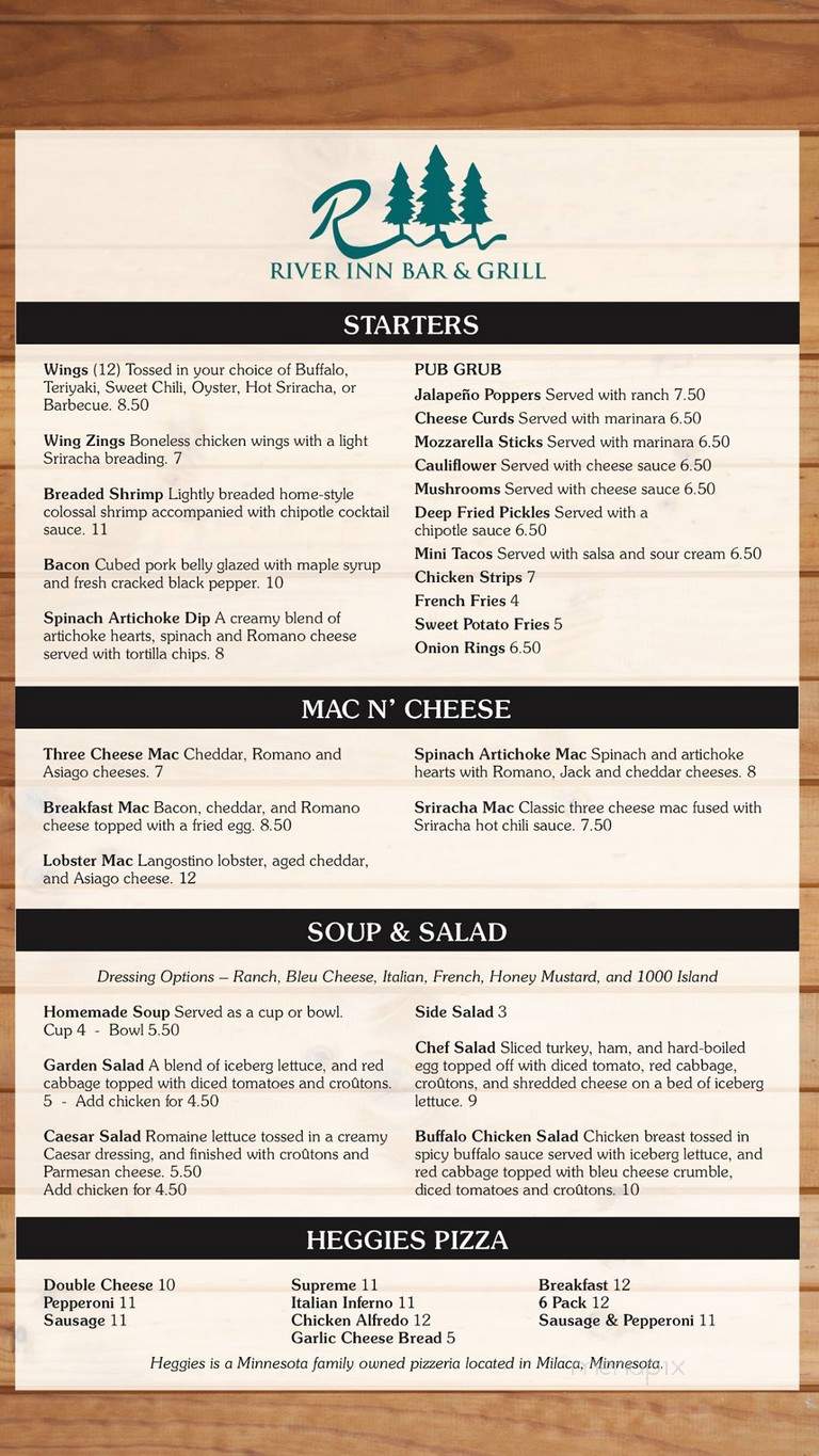 River Inn Bar & Grill - Cloquet, MN menu_pic