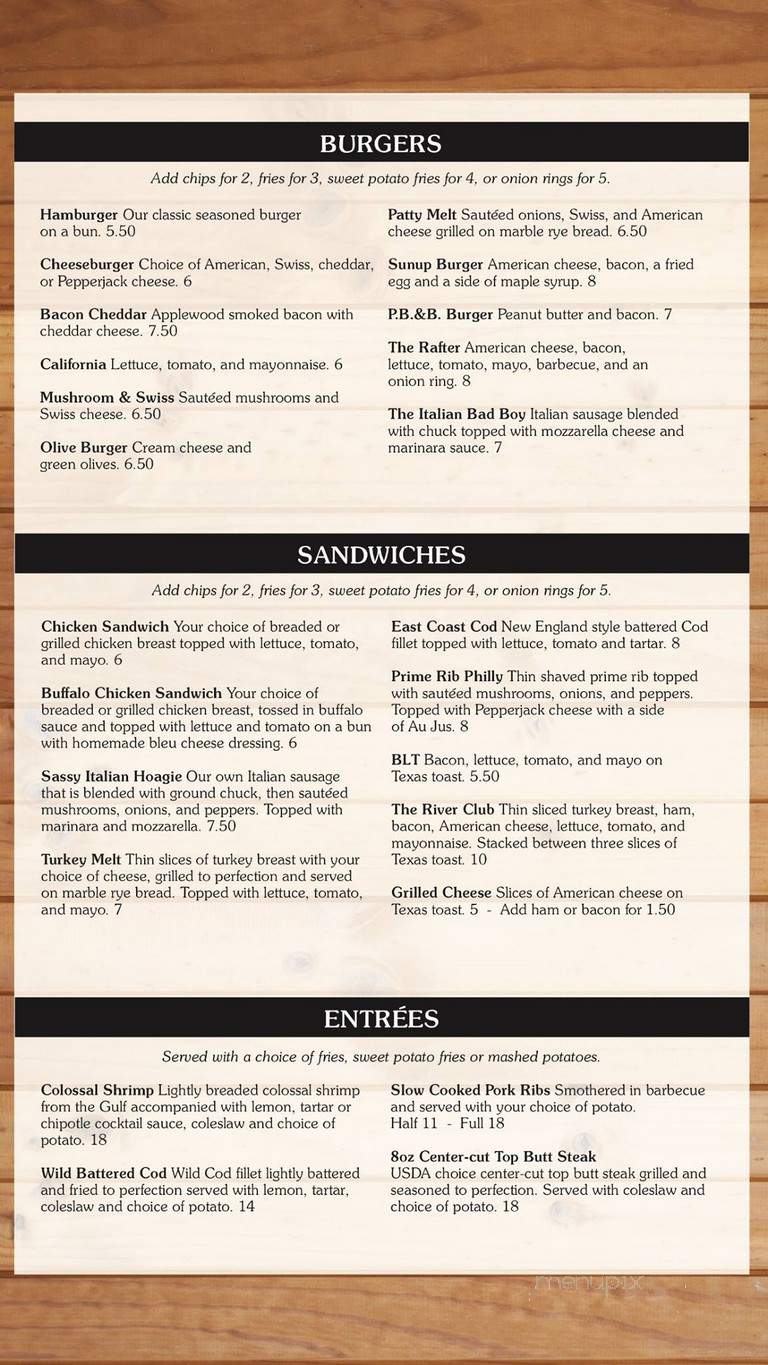 River Inn Bar & Grill - Cloquet, MN menu_pic