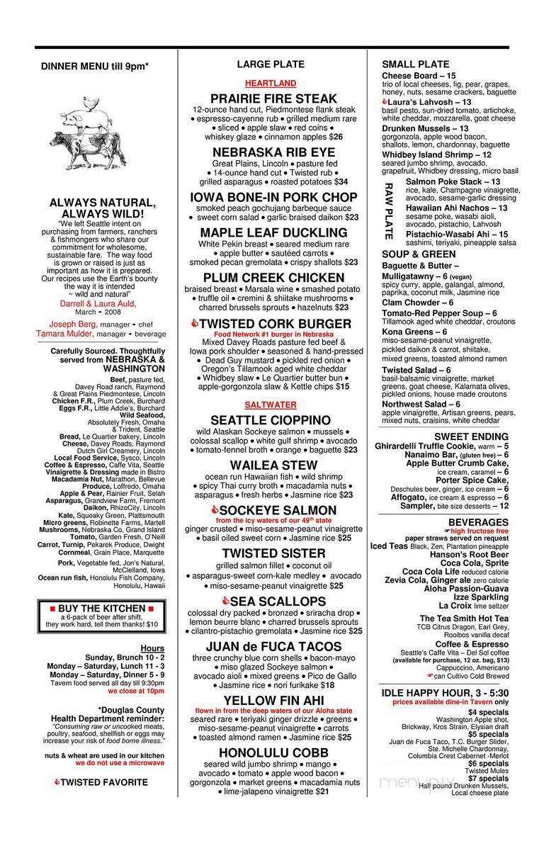 Twisted Cork Bistro - Omaha, NE menu_pic