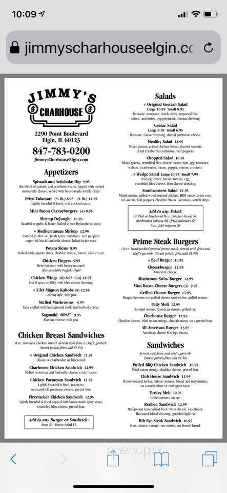 Jimmy's Charhouse - Elgin, IL menu_pic