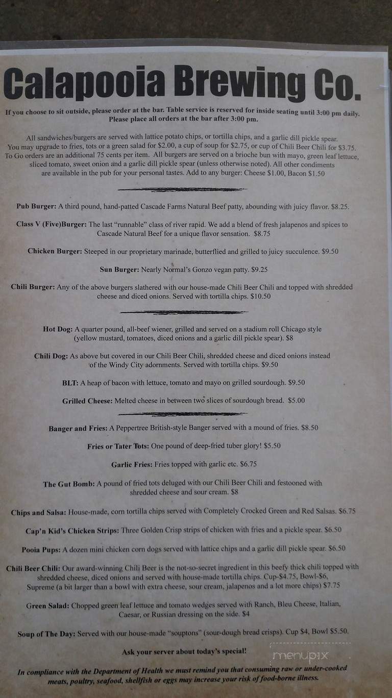Calapooia Brewing Co - Albany, OR menu_pic