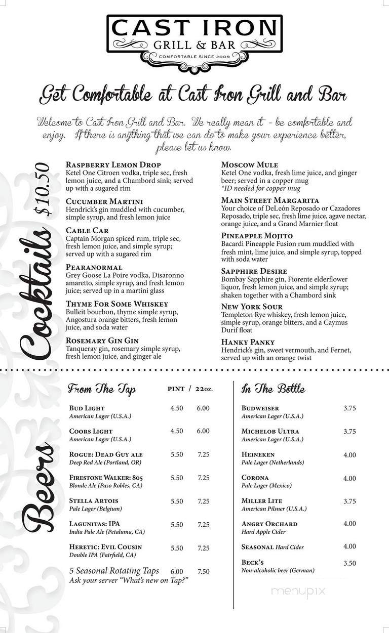 Cast Iron Grill and Bar - Suisun City, CA menu_pic