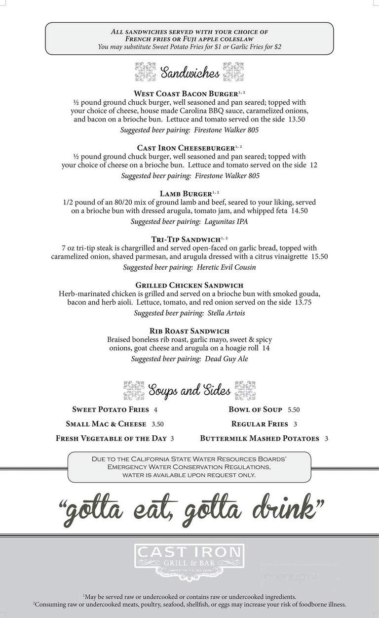 Cast Iron Grill and Bar - Suisun City, CA menu_pic