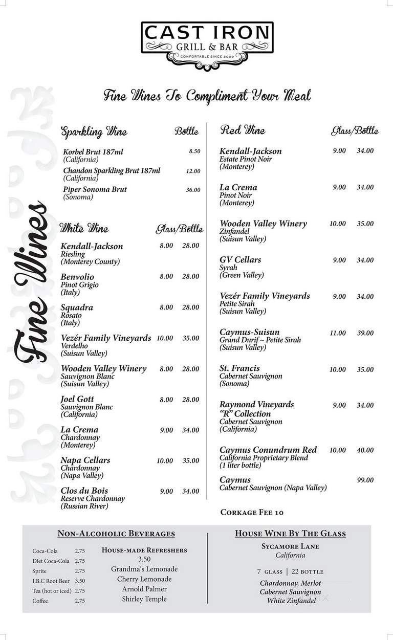 Cast Iron Grill and Bar - Suisun City, CA menu_pic