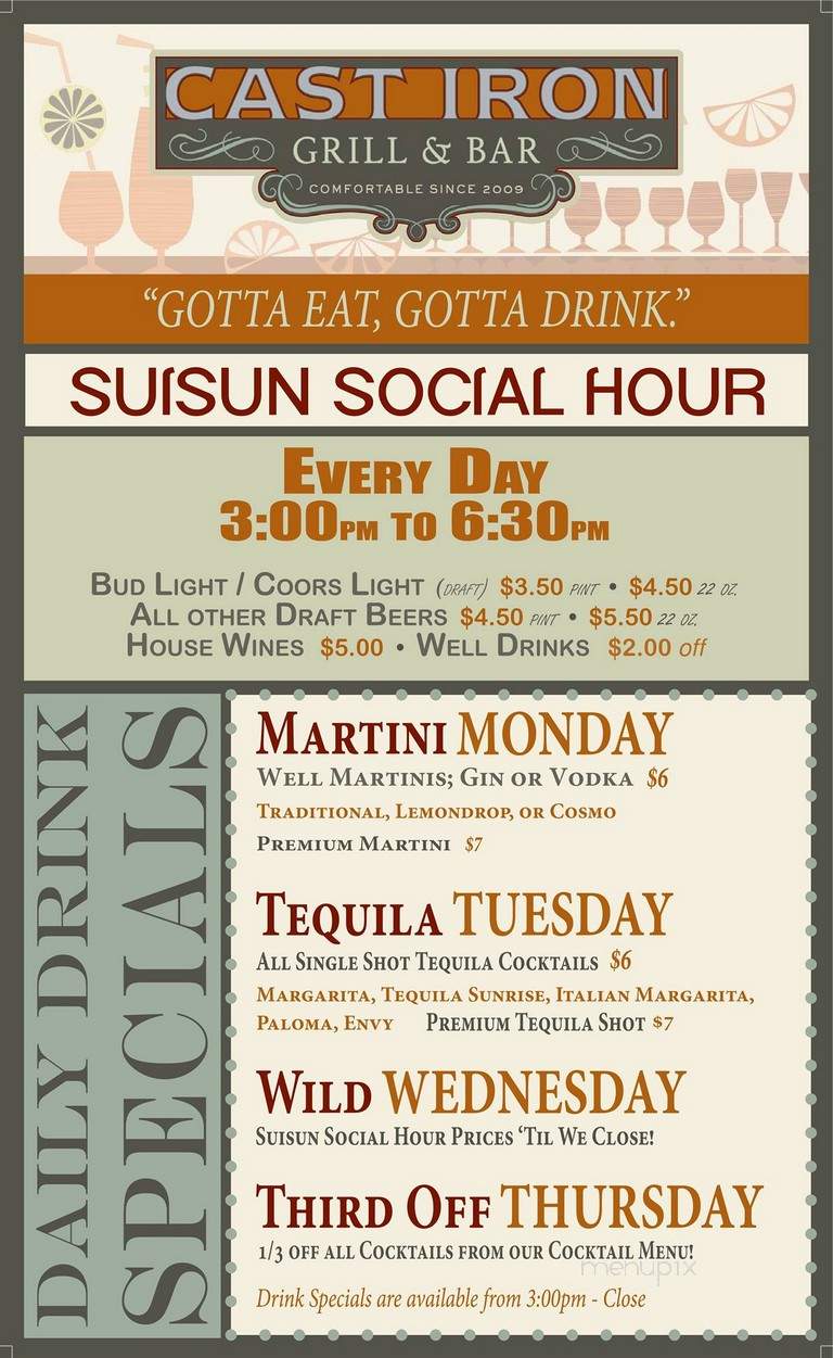 Cast Iron Grill and Bar - Suisun City, CA menu_pic