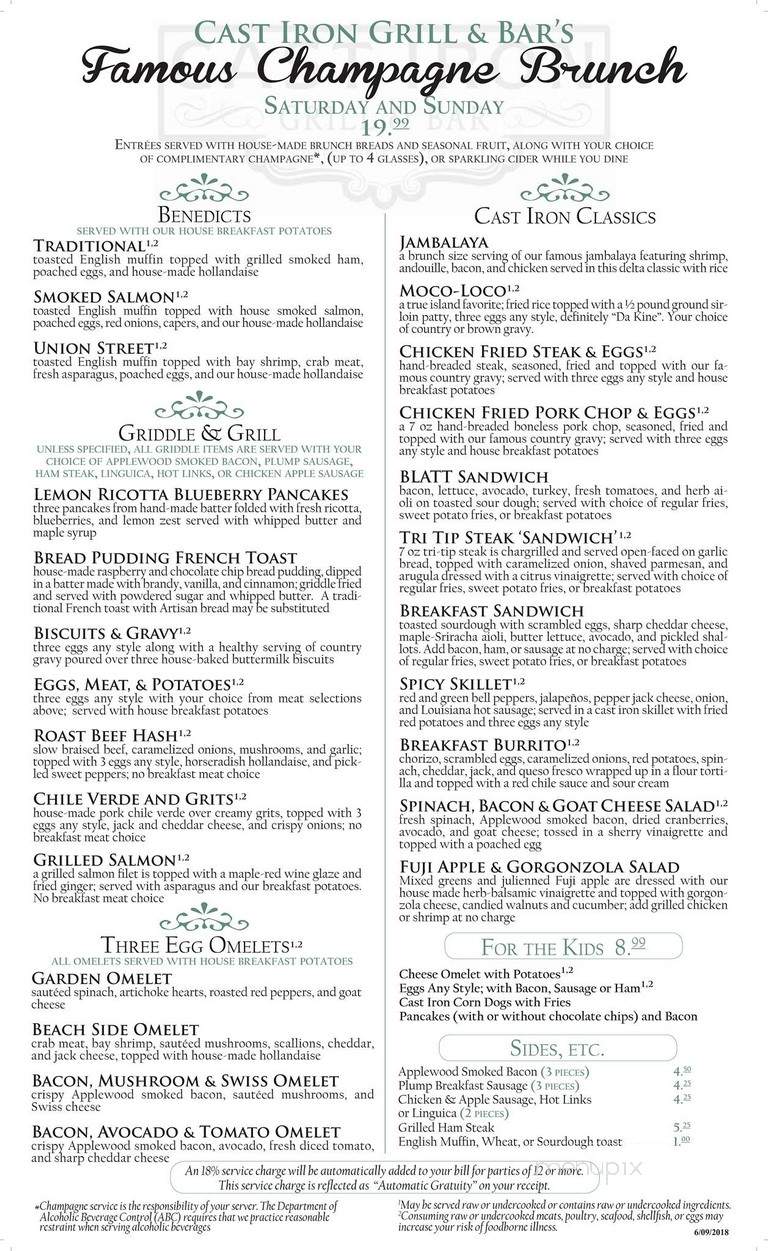 Cast Iron Grill and Bar - Suisun City, CA menu_pic