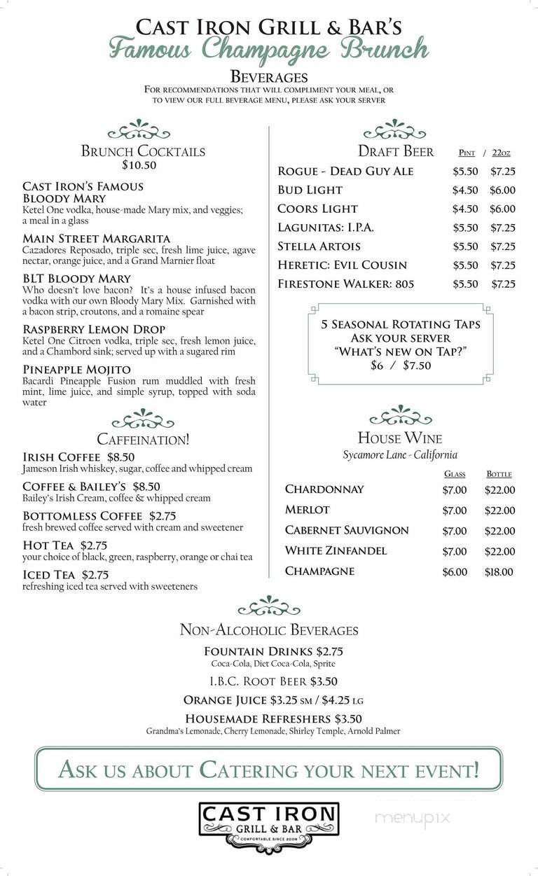 Cast Iron Grill and Bar - Suisun City, CA menu_pic