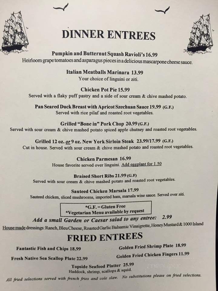 Topside Grill & Pub - Gloucester, MA menu_pic