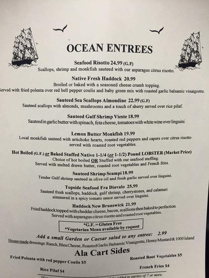 Topside Grill & Pub - Gloucester, MA menu_pic