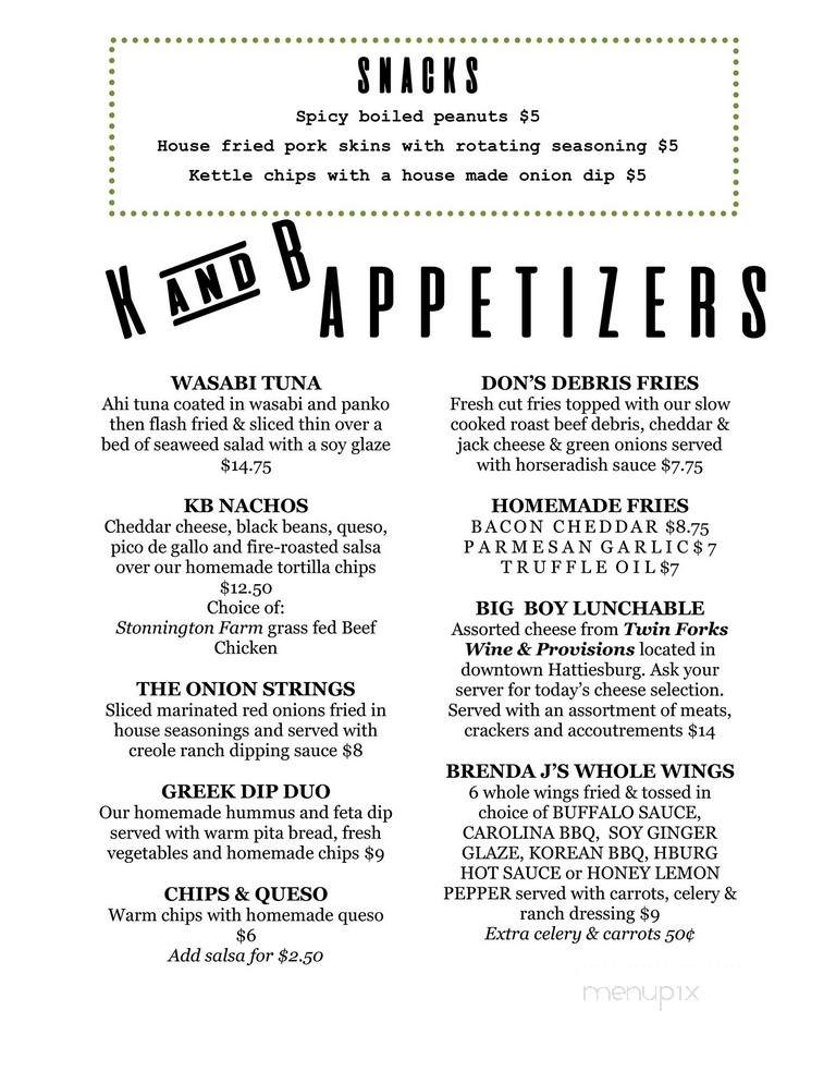 Keg and Barrel - Hattiesburg, MS menu_pic