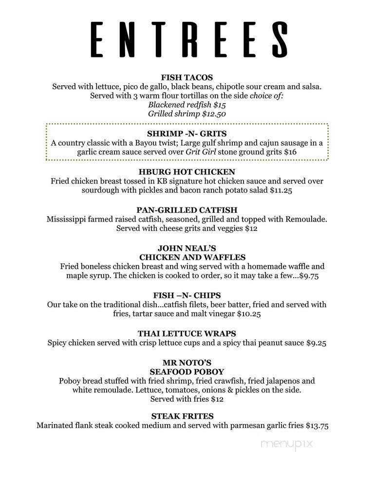 Keg and Barrel - Hattiesburg, MS menu_pic