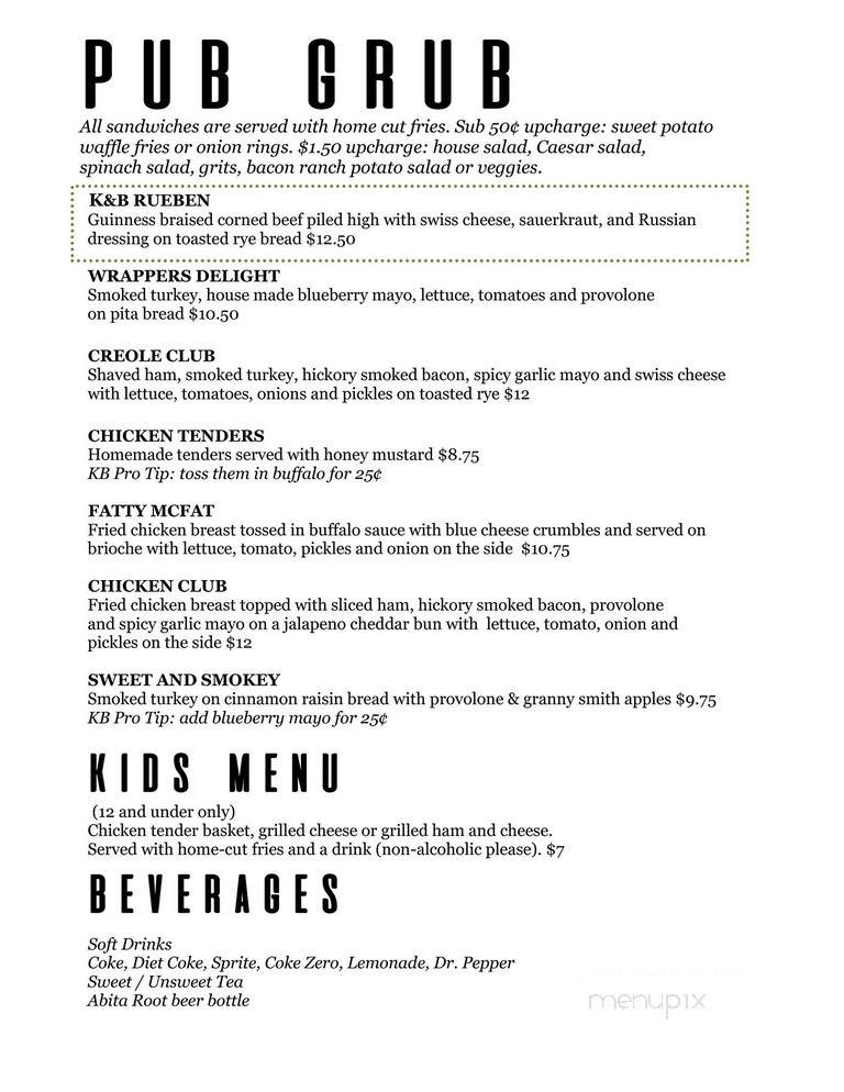 Keg and Barrel - Hattiesburg, MS menu_pic