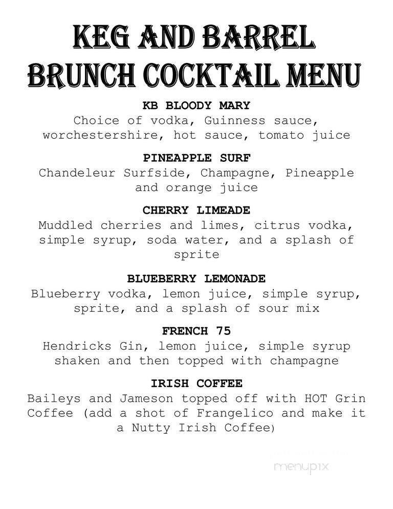 Keg and Barrel - Hattiesburg, MS menu_pic