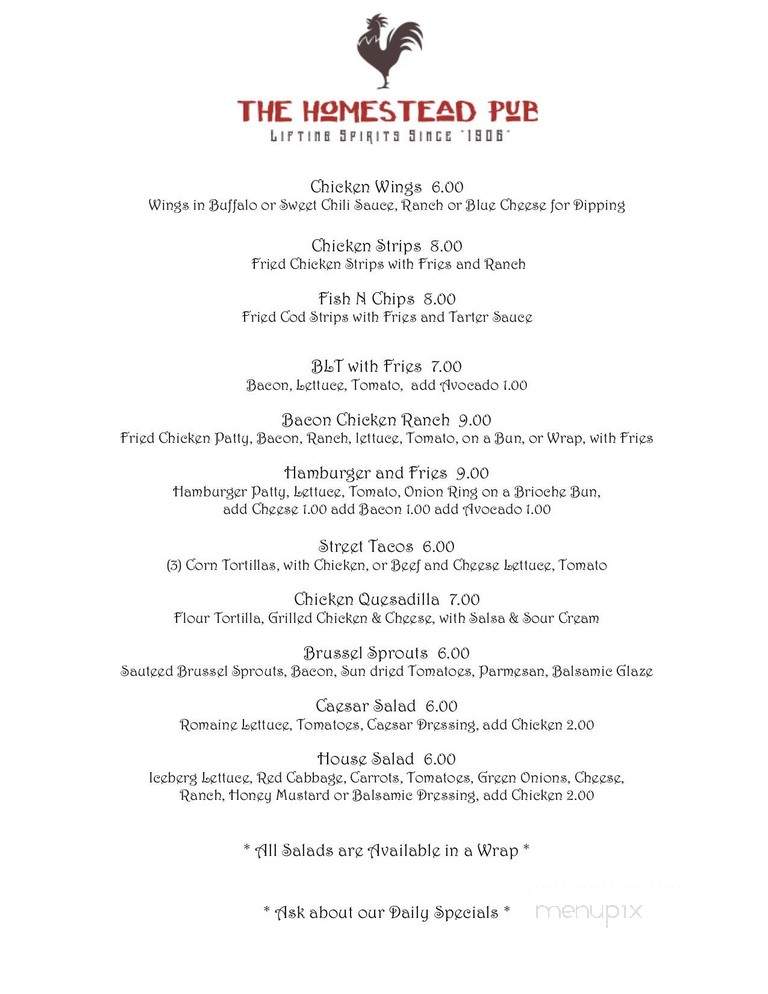 Homestead Restaurant - Rogue River, OR menu_pic