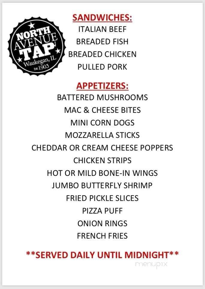 North Avenue Tap - Waukegan, IL menu_pic