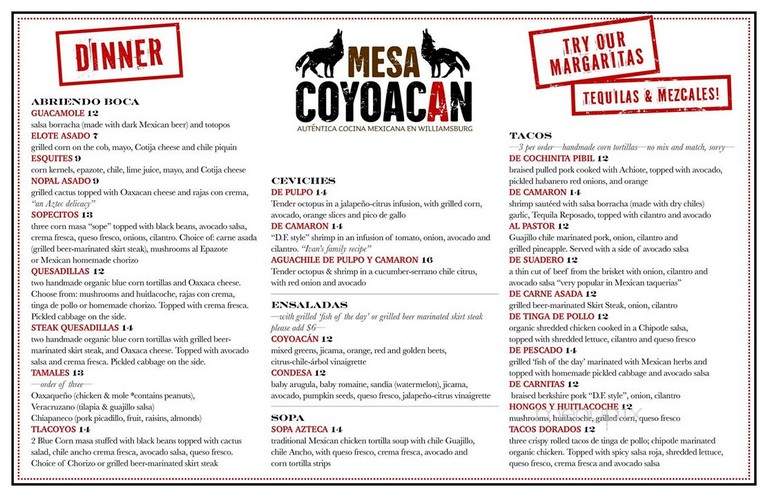 Mesa Coyoacan - Brooklyn, NY menu_pic