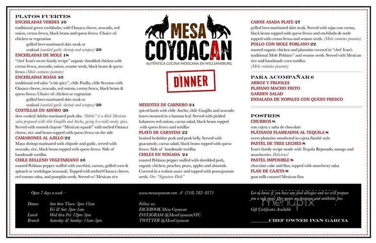 Mesa Coyoacan - Brooklyn, NY menu_pic