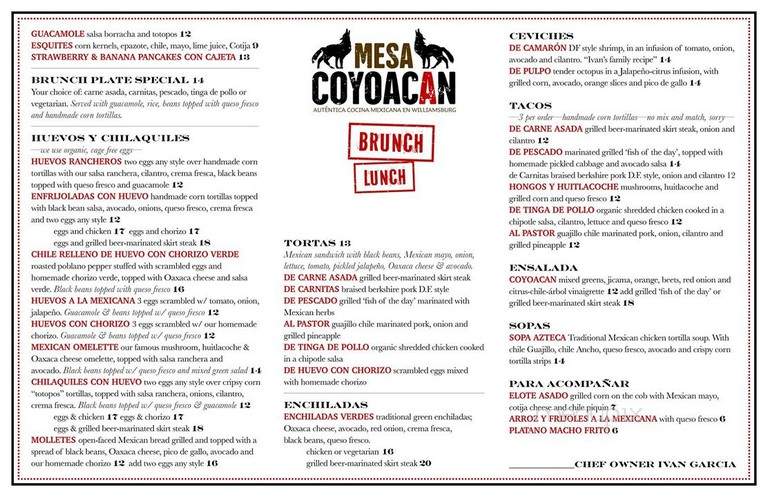 Mesa Coyoacan - Brooklyn, NY menu_pic