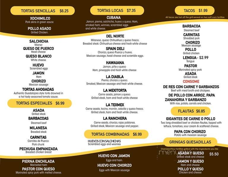La Torta Loca - Oakland, CA menu_pic