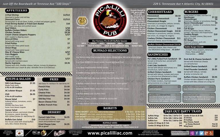 Pic-a-lilli Pub - Atlantic City, NJ menu_pic