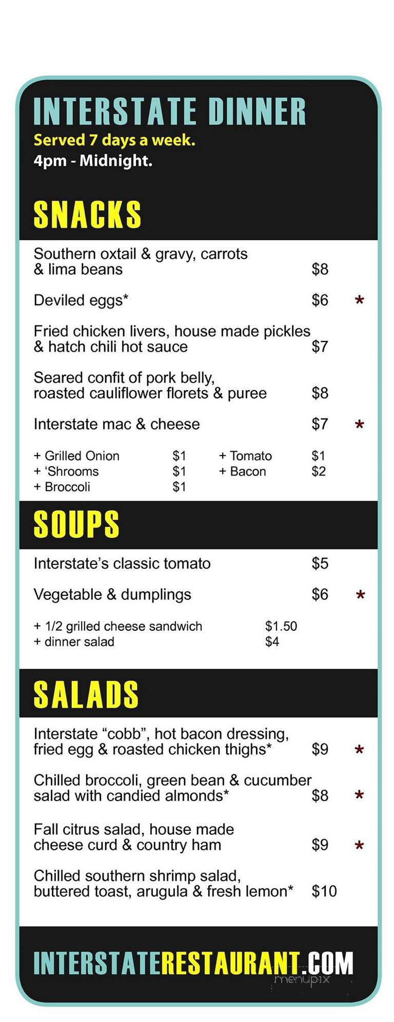 Interstate Kitchen & Bar - Denver, CO menu_pic