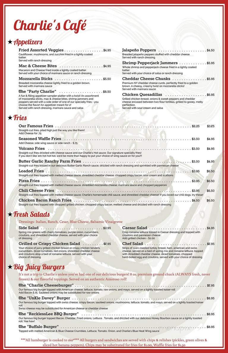 Charlie's Cafe - Ashley, PA menu_pic