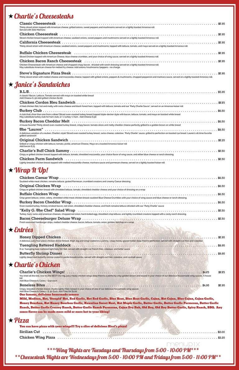 Charlie's Cafe - Ashley, PA menu_pic