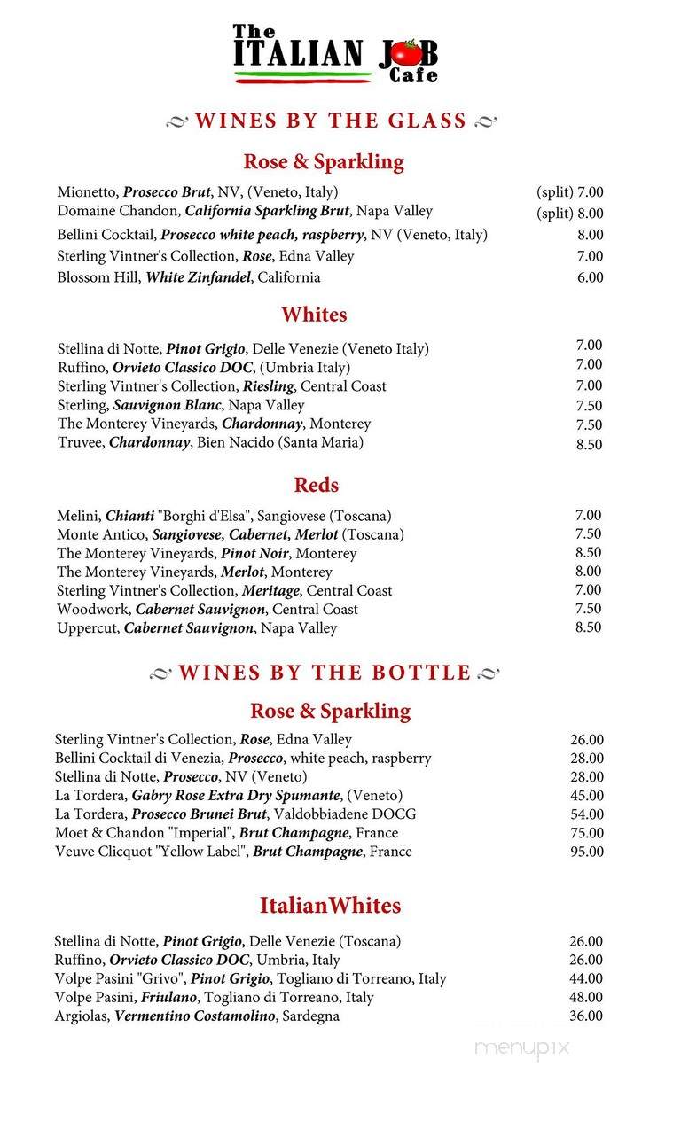 The Italian Job Cafe - Oxnard, CA menu_pic