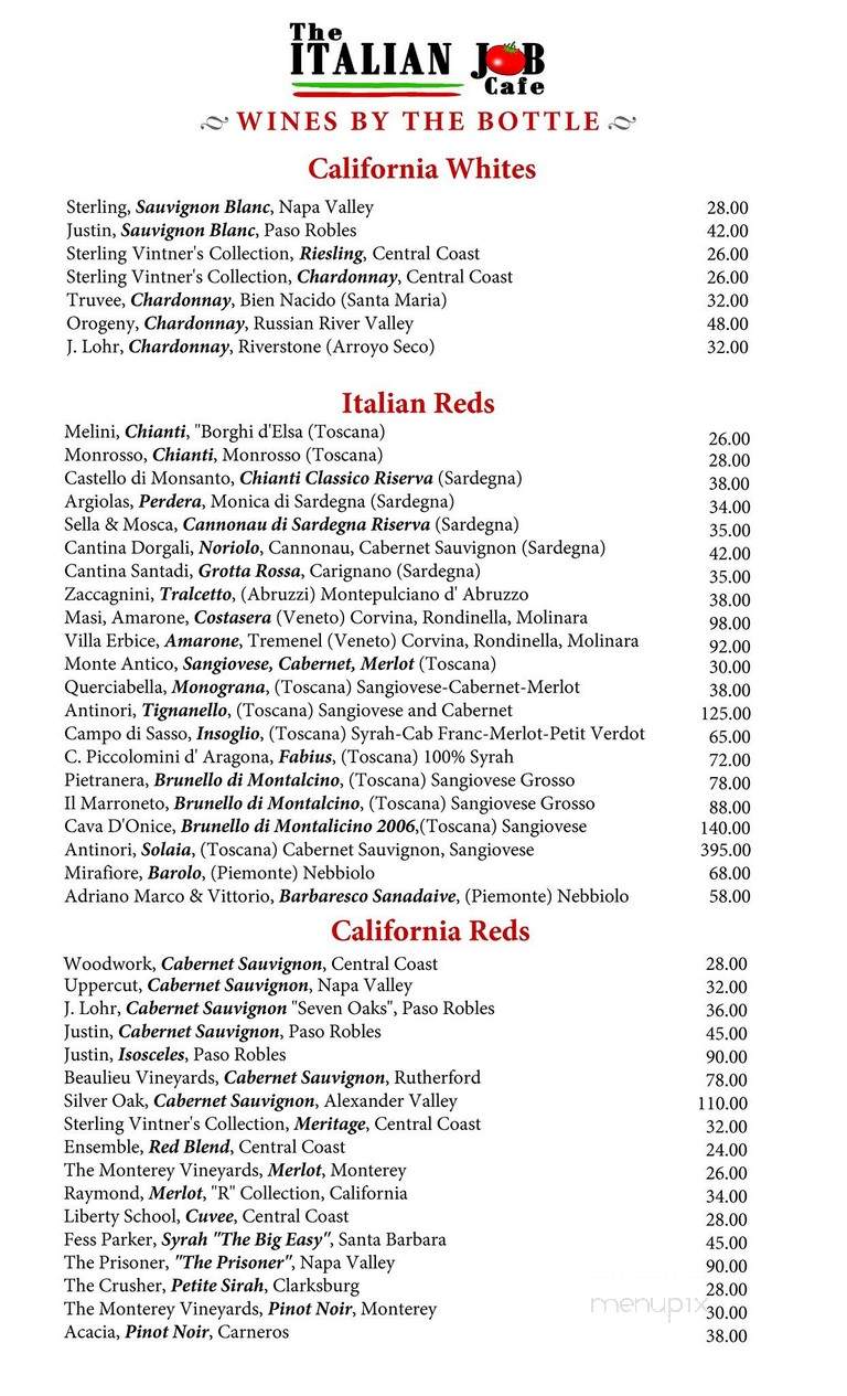 The Italian Job Cafe - Oxnard, CA menu_pic