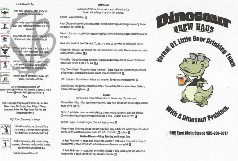 Dinosaur Brew Haus - Vernal, UT menu_pic