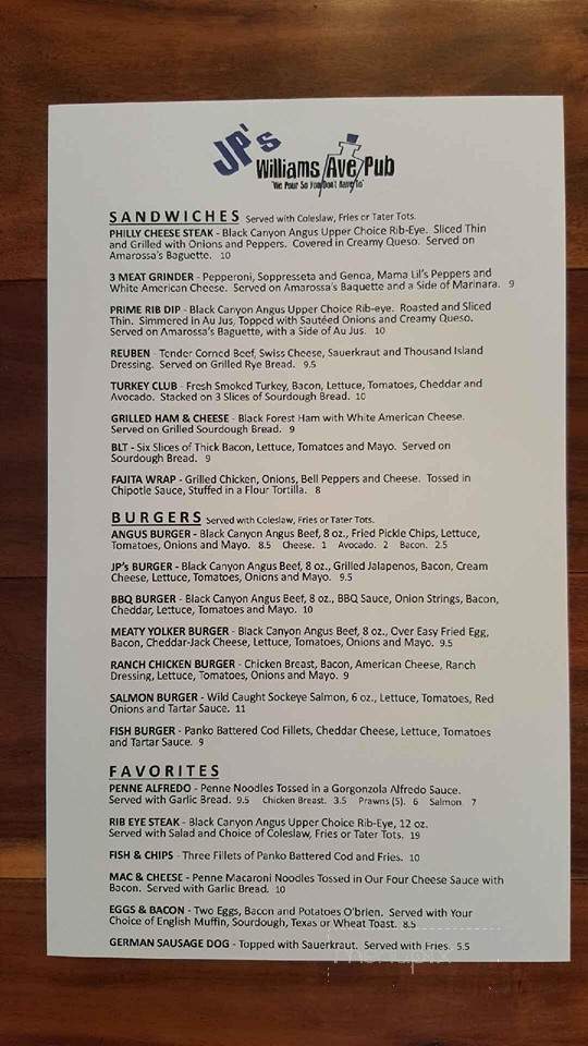 Williams Av Sports & Eatery - Renton, WA menu_pic