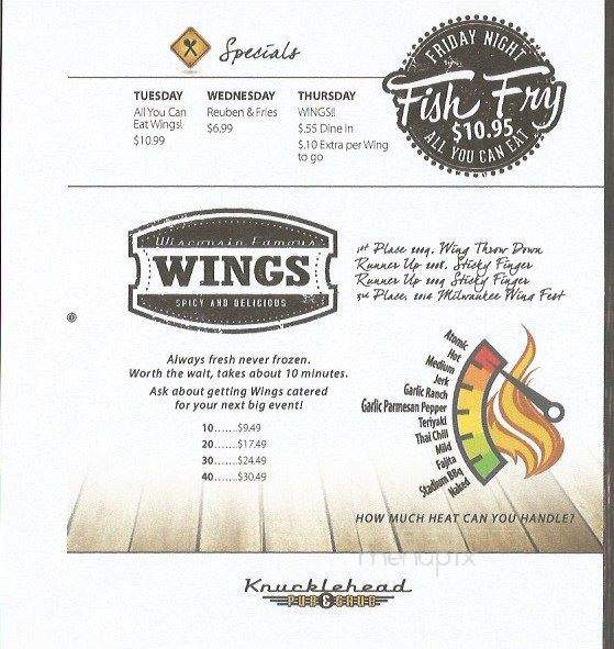 Knucklehead Pub - Eagle, WI menu_pic