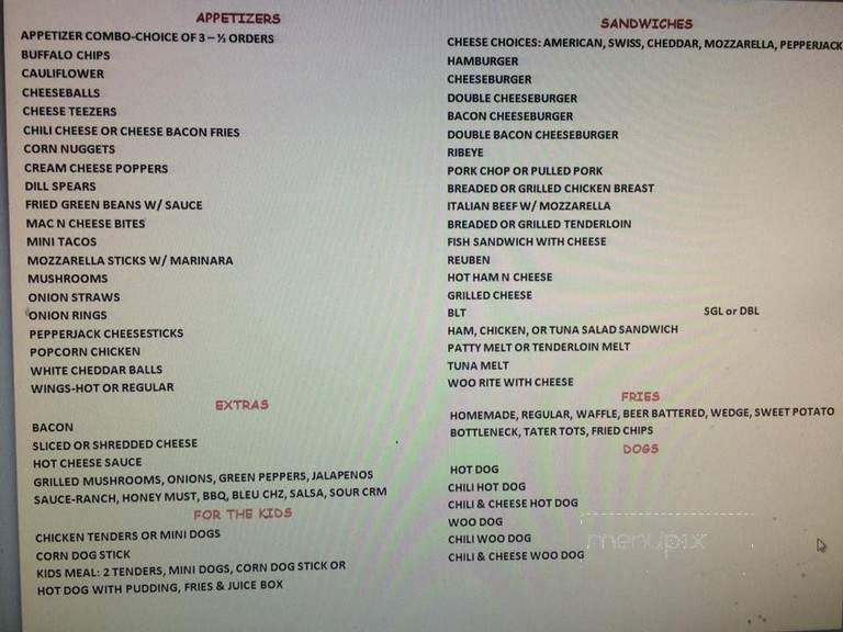 Woo Dog's Pub & Grub - Orion, IL menu_pic