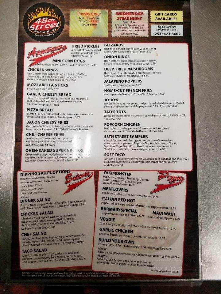 48th Street Pub & Grill - Tacoma, WA menu_pic