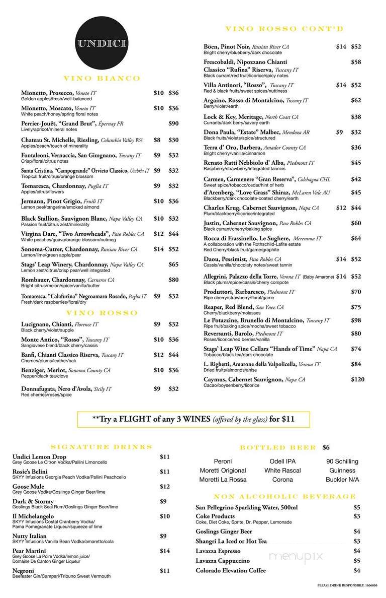 Undici Ristorante - Englewood, CO menu_pic