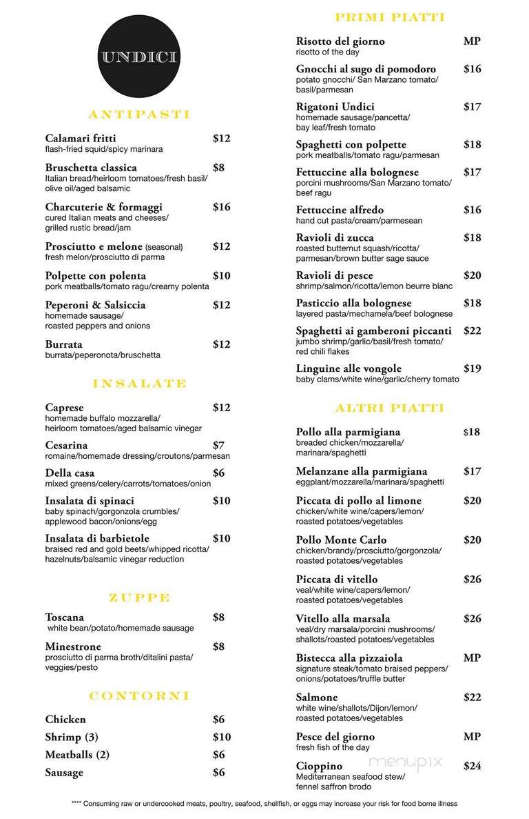 Undici Ristorante - Englewood, CO menu_pic