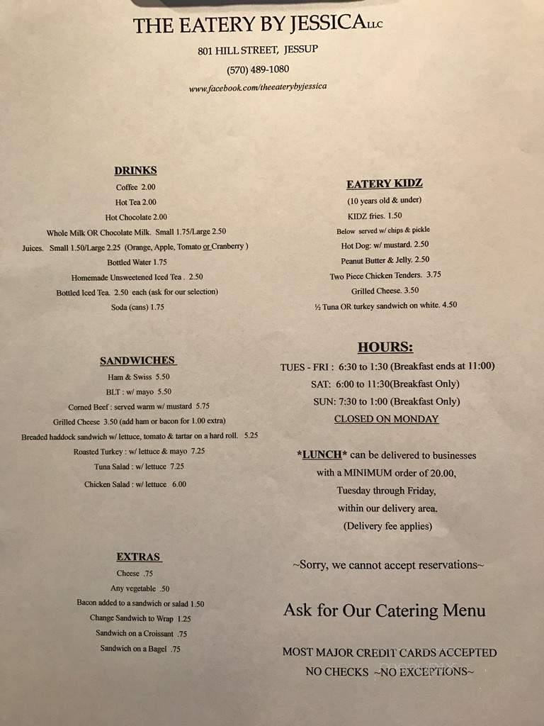 Eatery By Jessica - Jessup, PA menu_pic