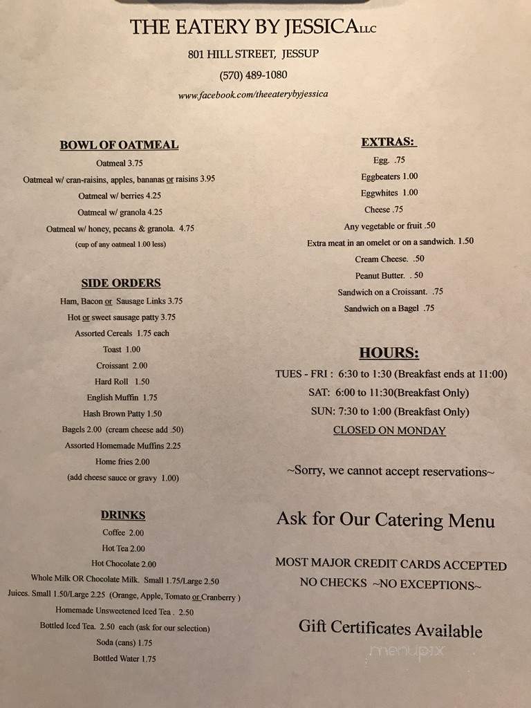 Eatery By Jessica - Jessup, PA menu_pic