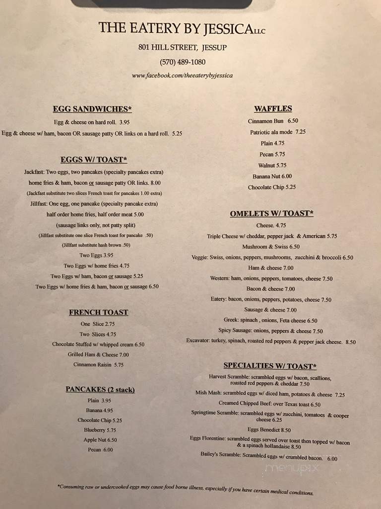Eatery By Jessica - Jessup, PA menu_pic