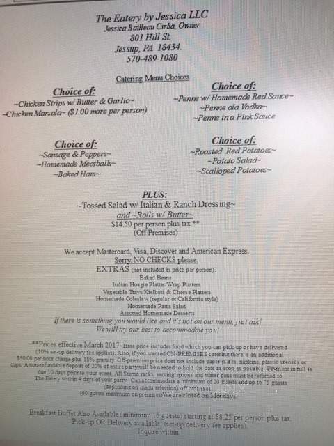 Eatery By Jessica - Jessup, PA menu_pic