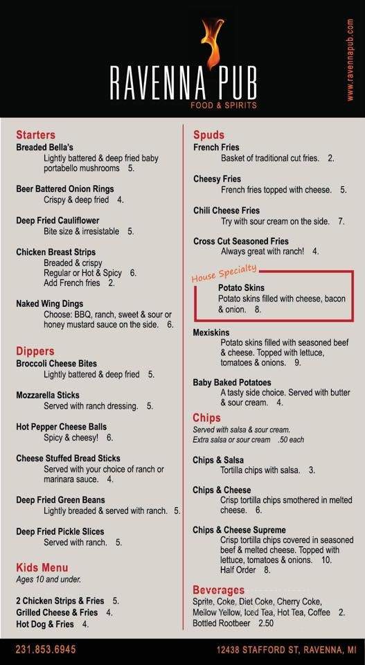 Ravenna Pub - Ravenna, MI menu_pic