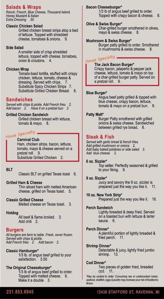 Ravenna Pub - Ravenna, MI menu_pic