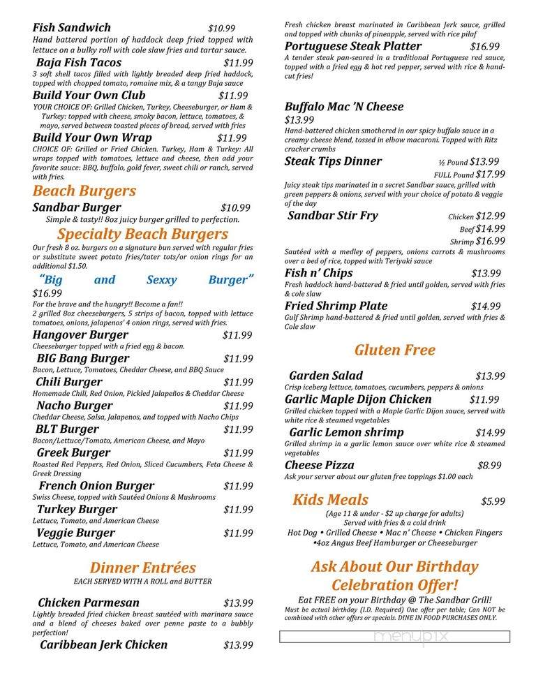 Baha Brother's Sandbar Grill - Taunton, MA menu_pic