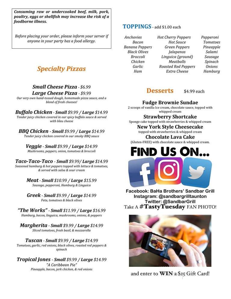 Baha Brother's Sandbar Grill - Taunton, MA menu_pic